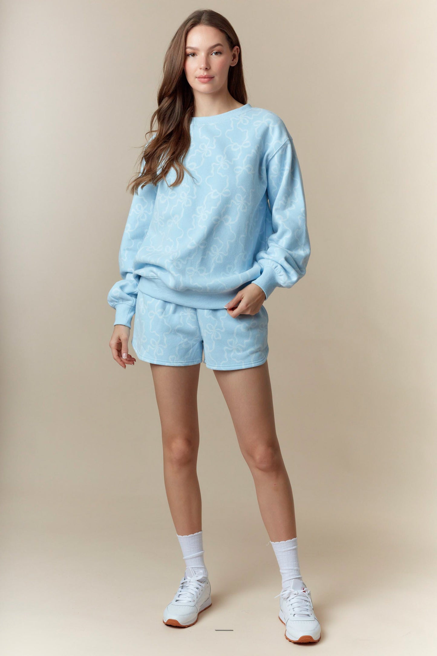 Cozy Bow Sweat Set- Blue