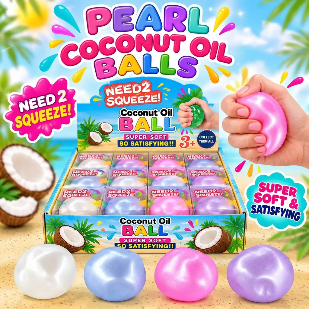 Pearl Coconut Oil Ball Squishy — Assorted Pearl Colors