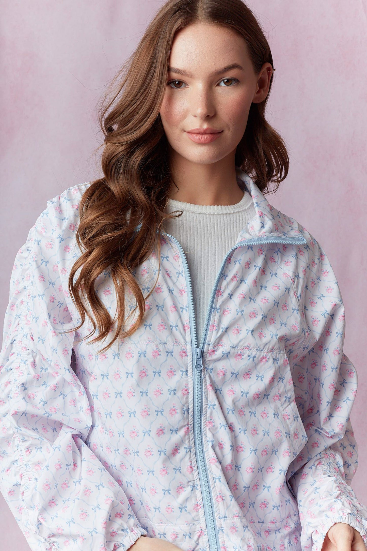Bow and Floral Windbreaker Jacket