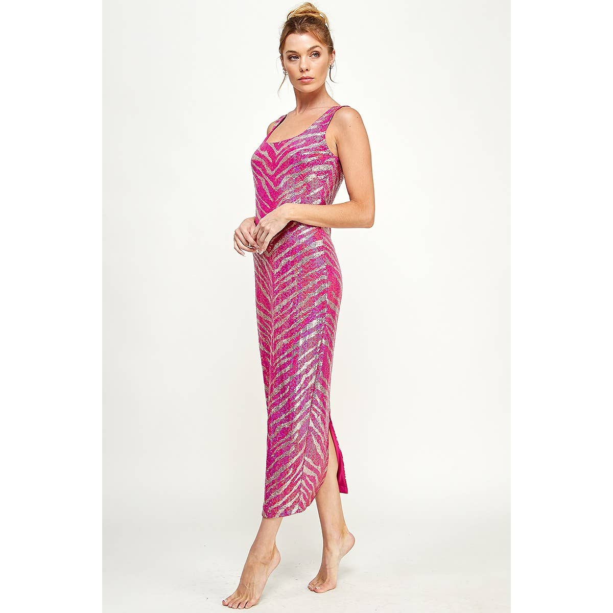 Carmela Zebra Print Metallic Dress