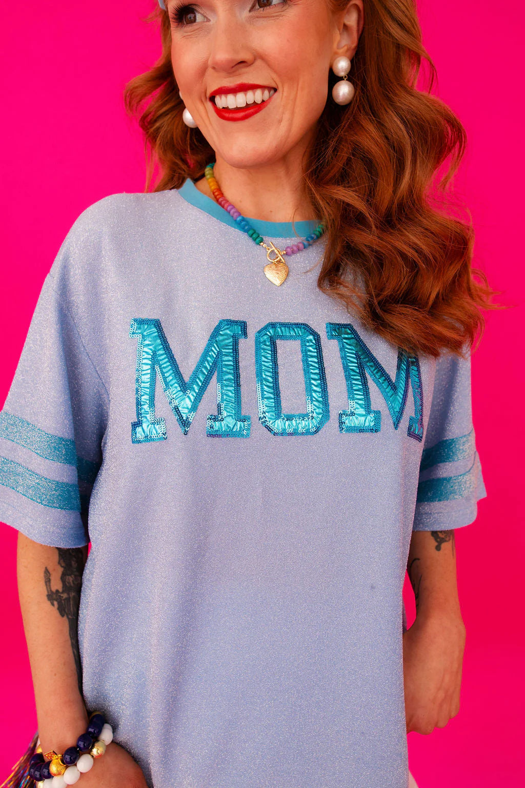 BC- Mom Blue Sparkle Tee
