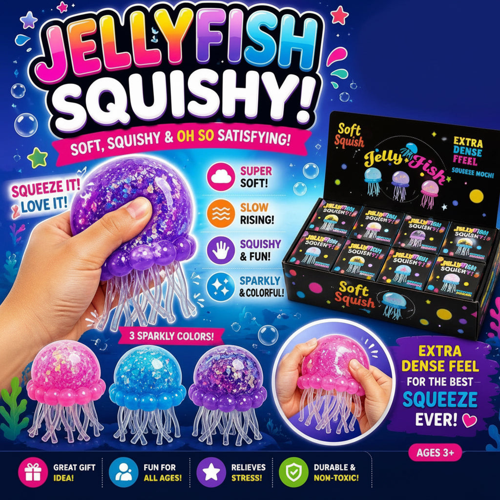 Jellyfish Squishy – Glitter Squeeze
