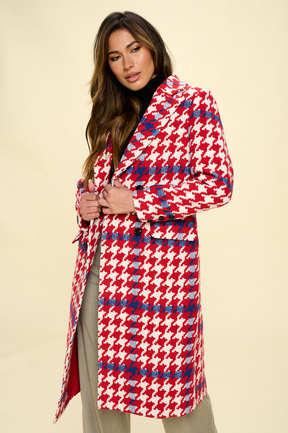 Blue Red Plaid Coat