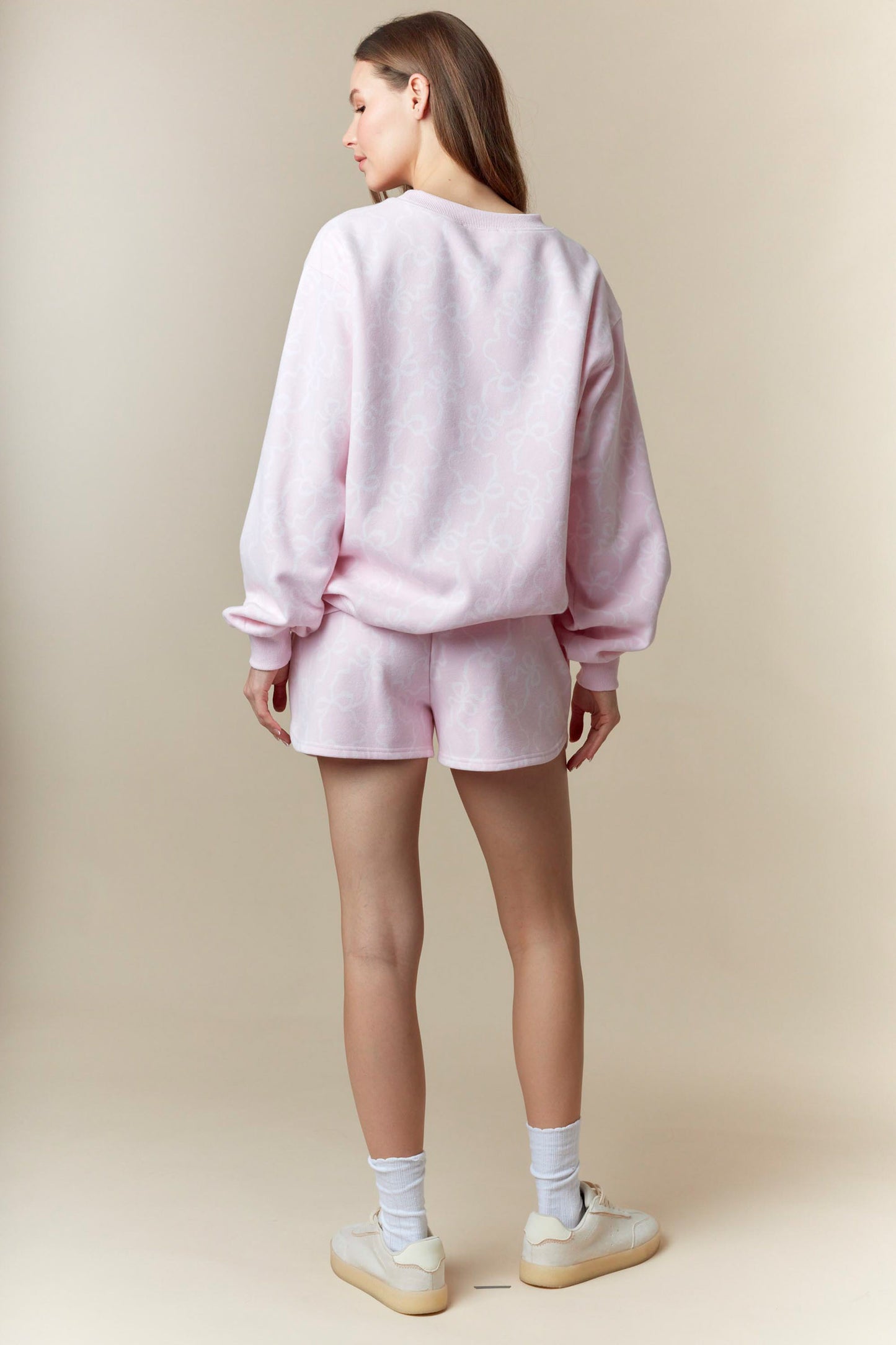 Cozy Bow Sweat Set- Pink