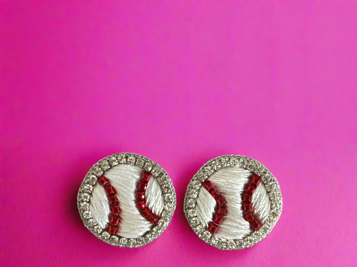 Fancy Baseball Stud Earrings