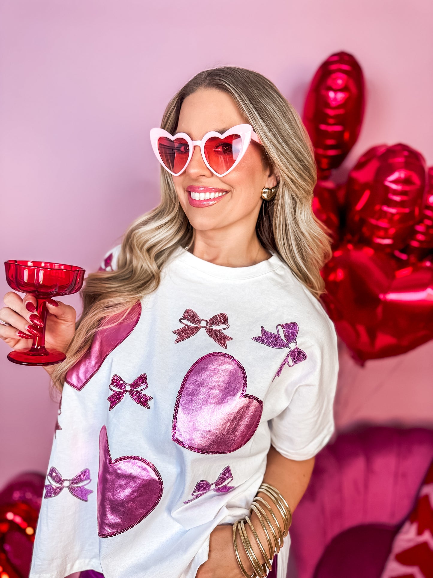 Metallic Heart Sequin Tee