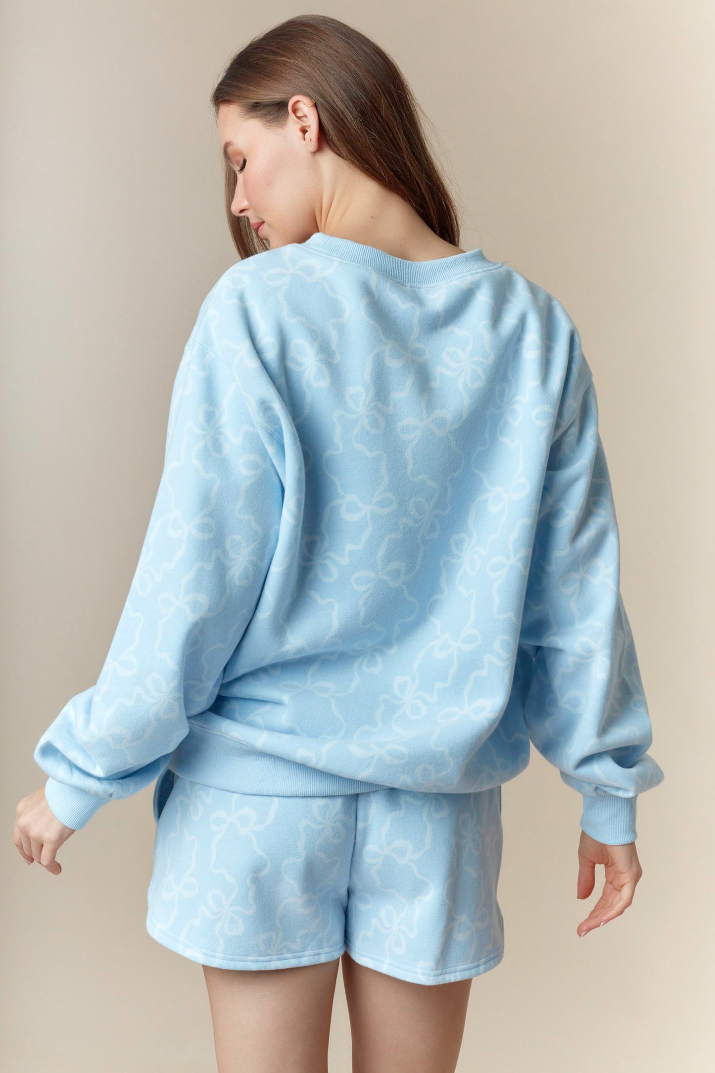 Cozy Bow Sweat Set- Blue