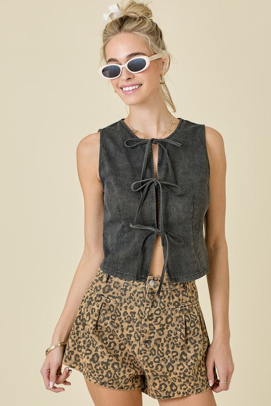 Lucy Denim Vest- Black