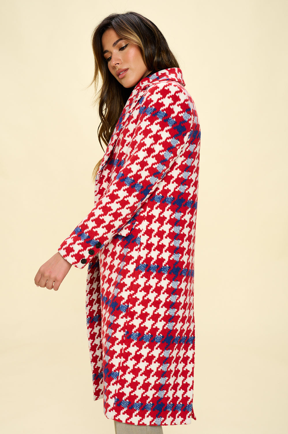 Blue Red Plaid Coat