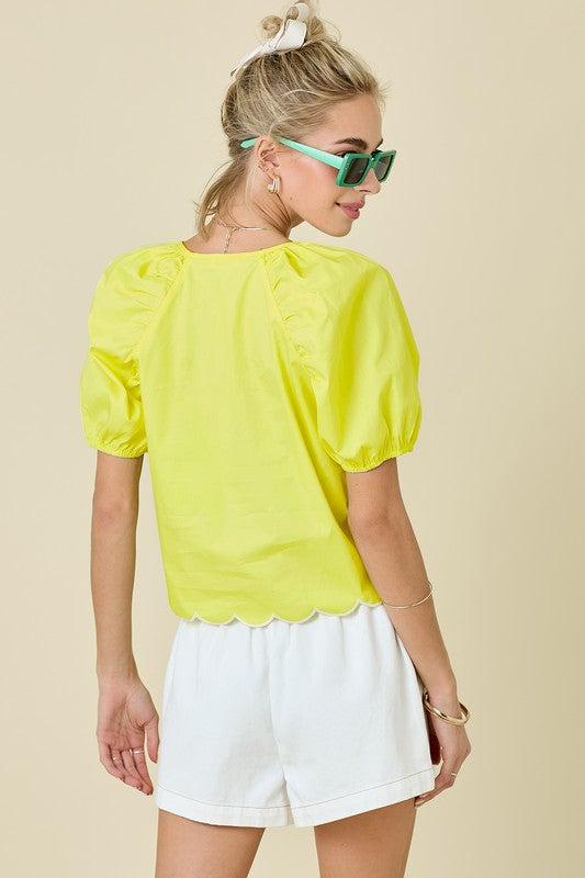 Lemon Poplin Top