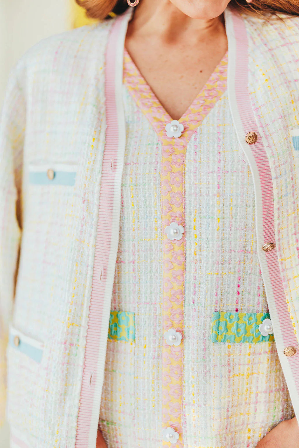 BC- Pastel Tweed Dress with Floral Dress