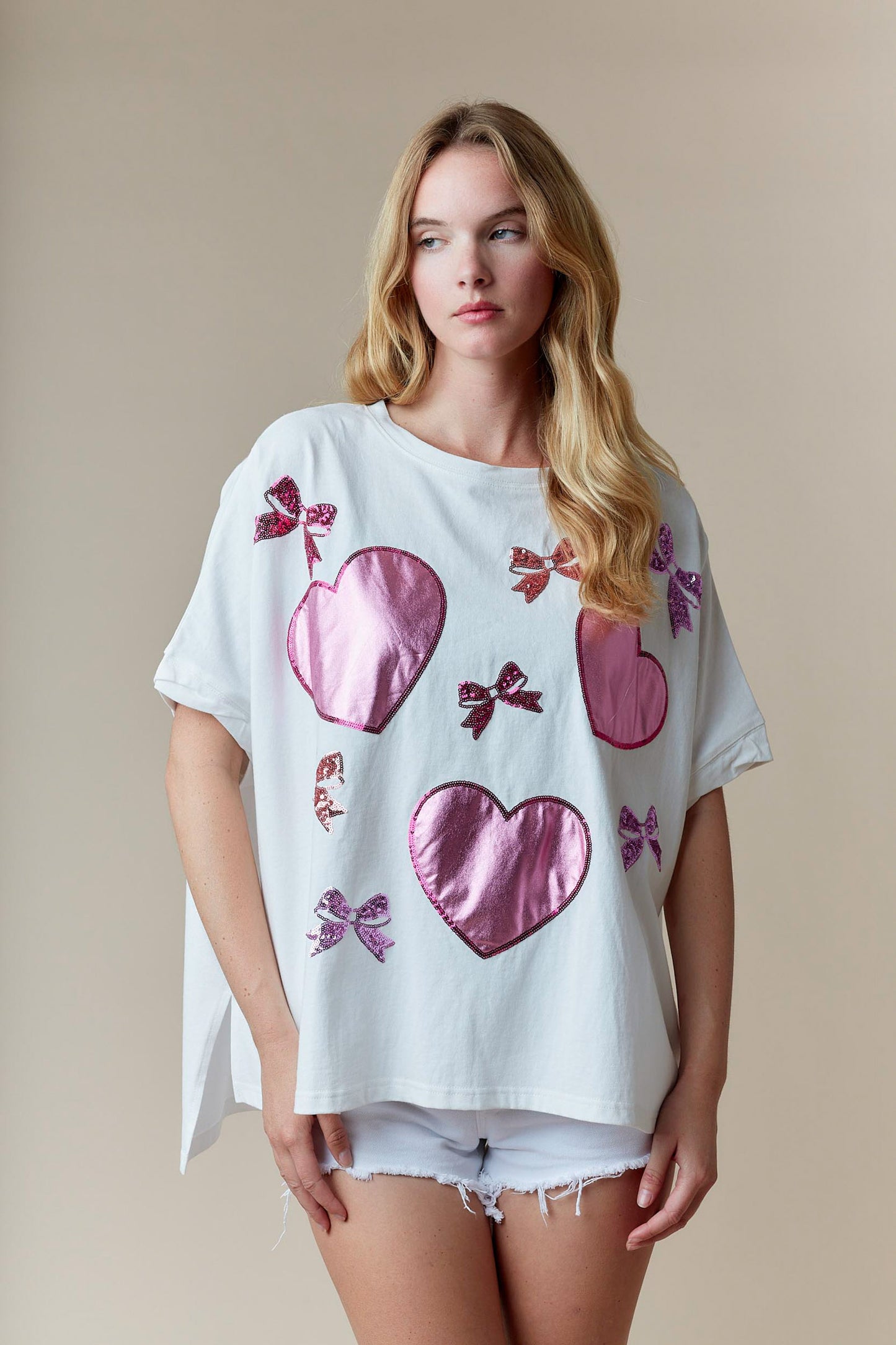 Metallic Heart Sequin Tee