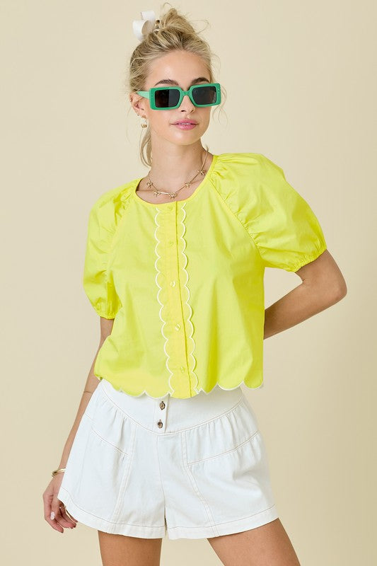 Lemon Poplin Top