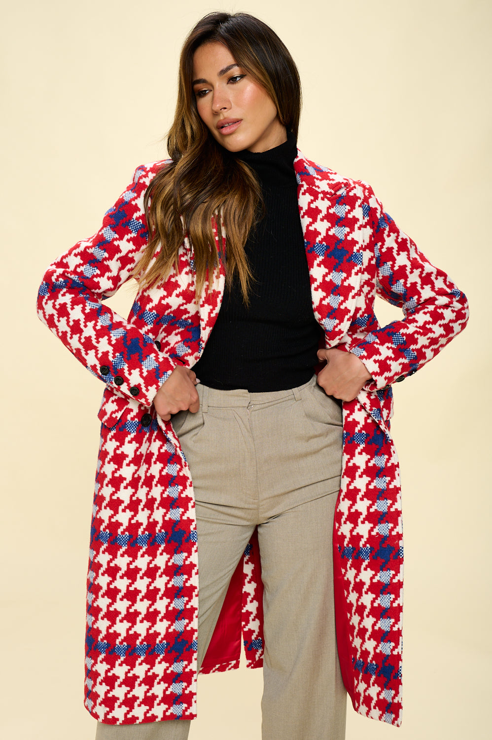 Blue Red Plaid Coat