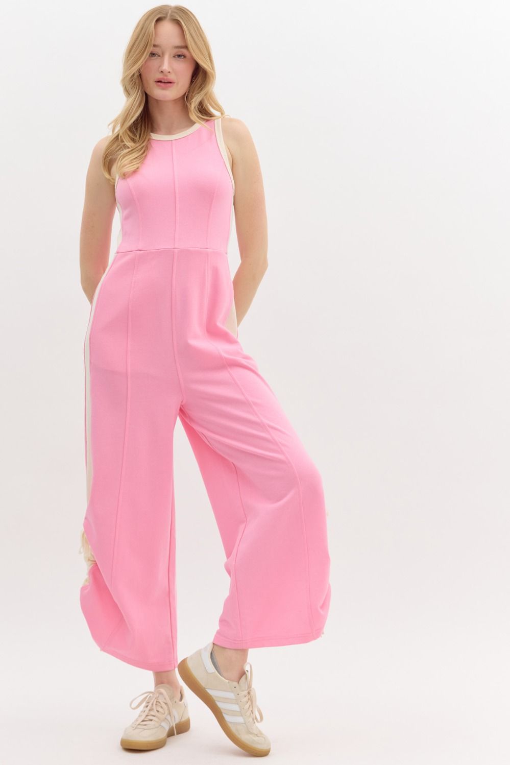 Trendsetter Jumpsuit- Pink/Cream