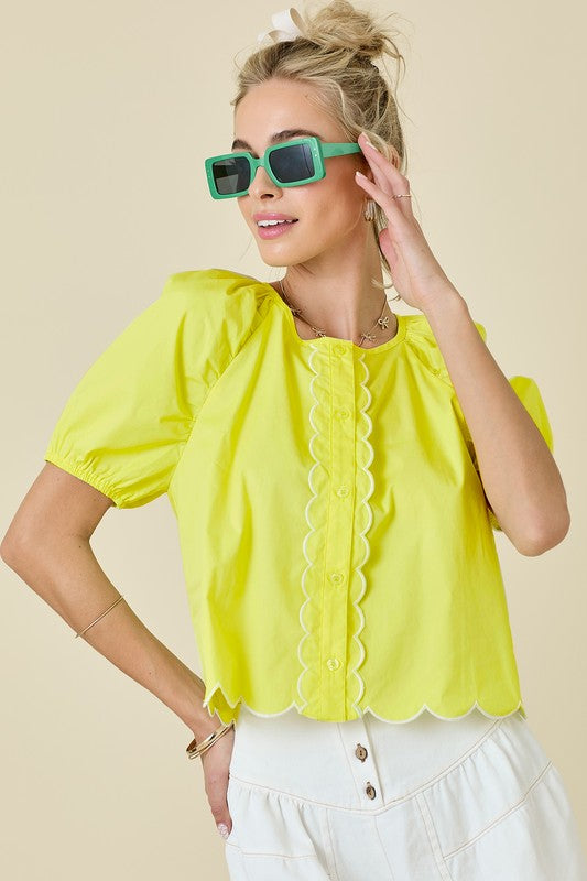 Lemon Poplin Top