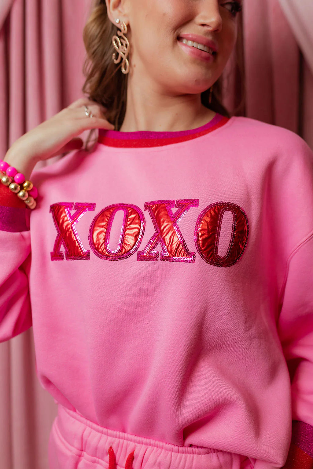 BC- Pink XOXO Fleece-Lined Sweatshirt