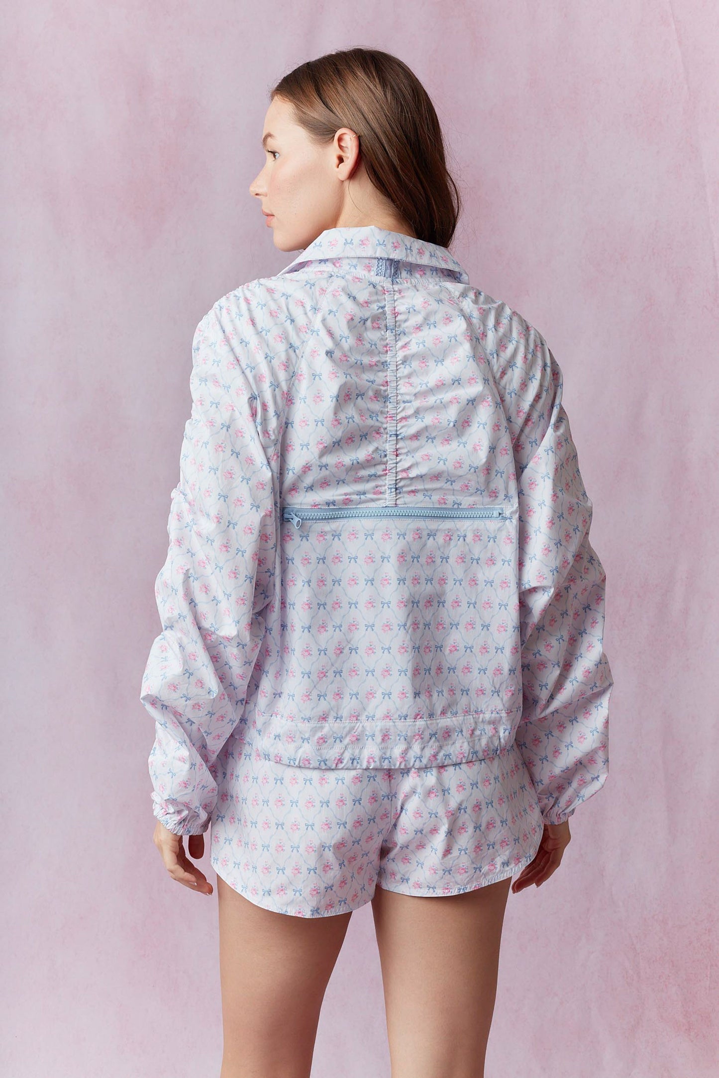 Bow and Floral Windbreaker Jacket