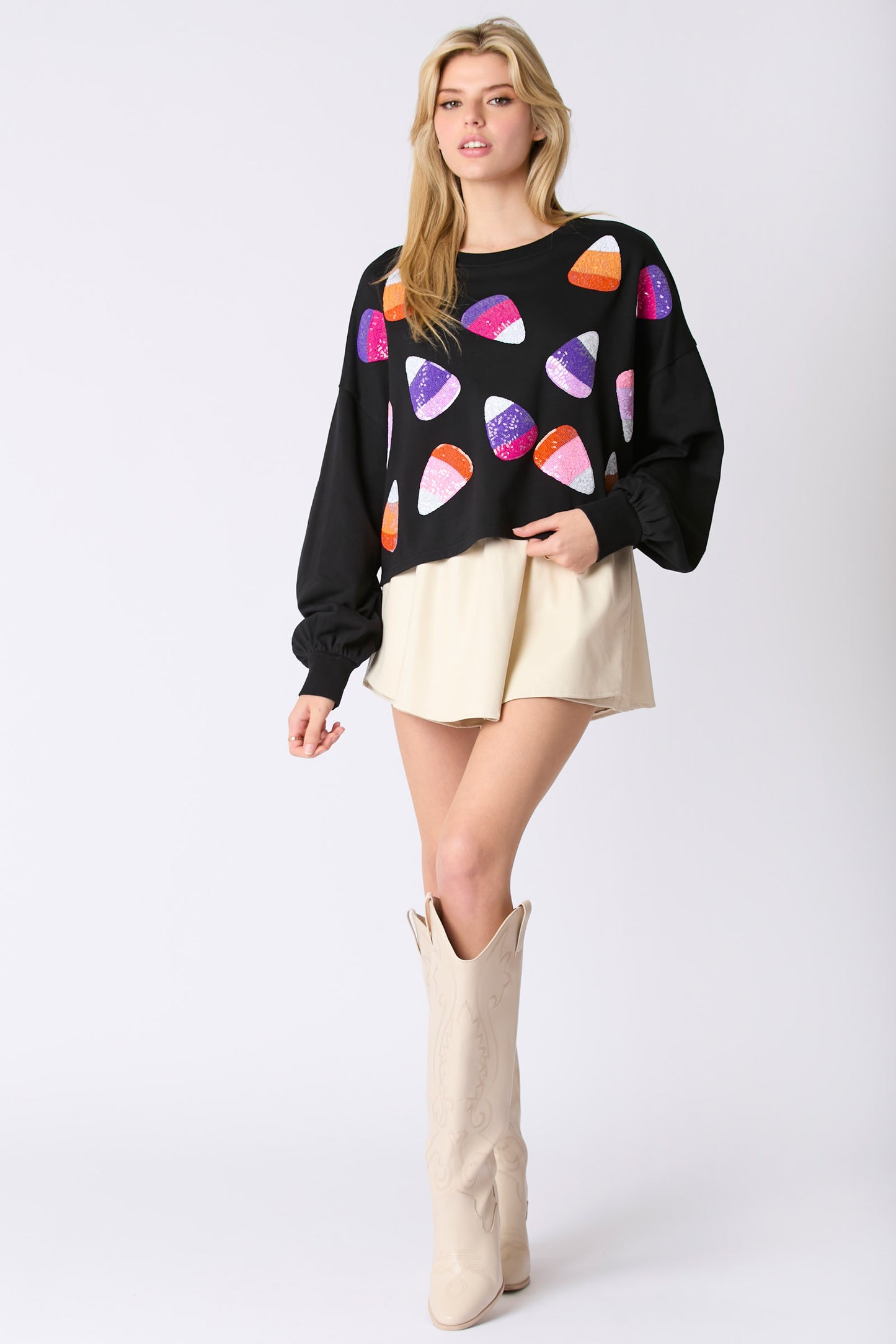 Sequin Candy Corn Sweatshirt