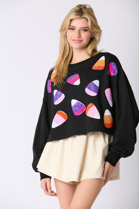 Sequin Candy Corn Sweatshirt