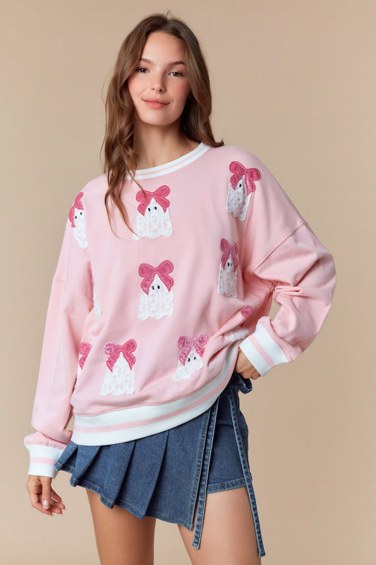 Lace Ghost Velvet Bows Sweatshirt