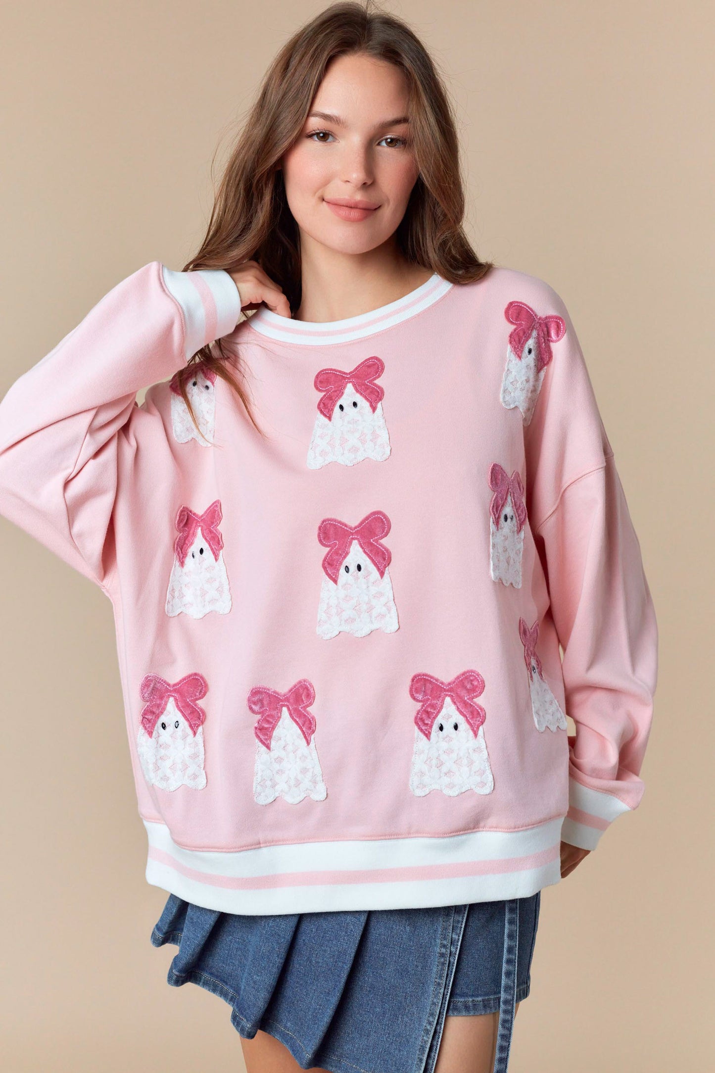 Lace Ghost Velvet Bows Sweatshirt