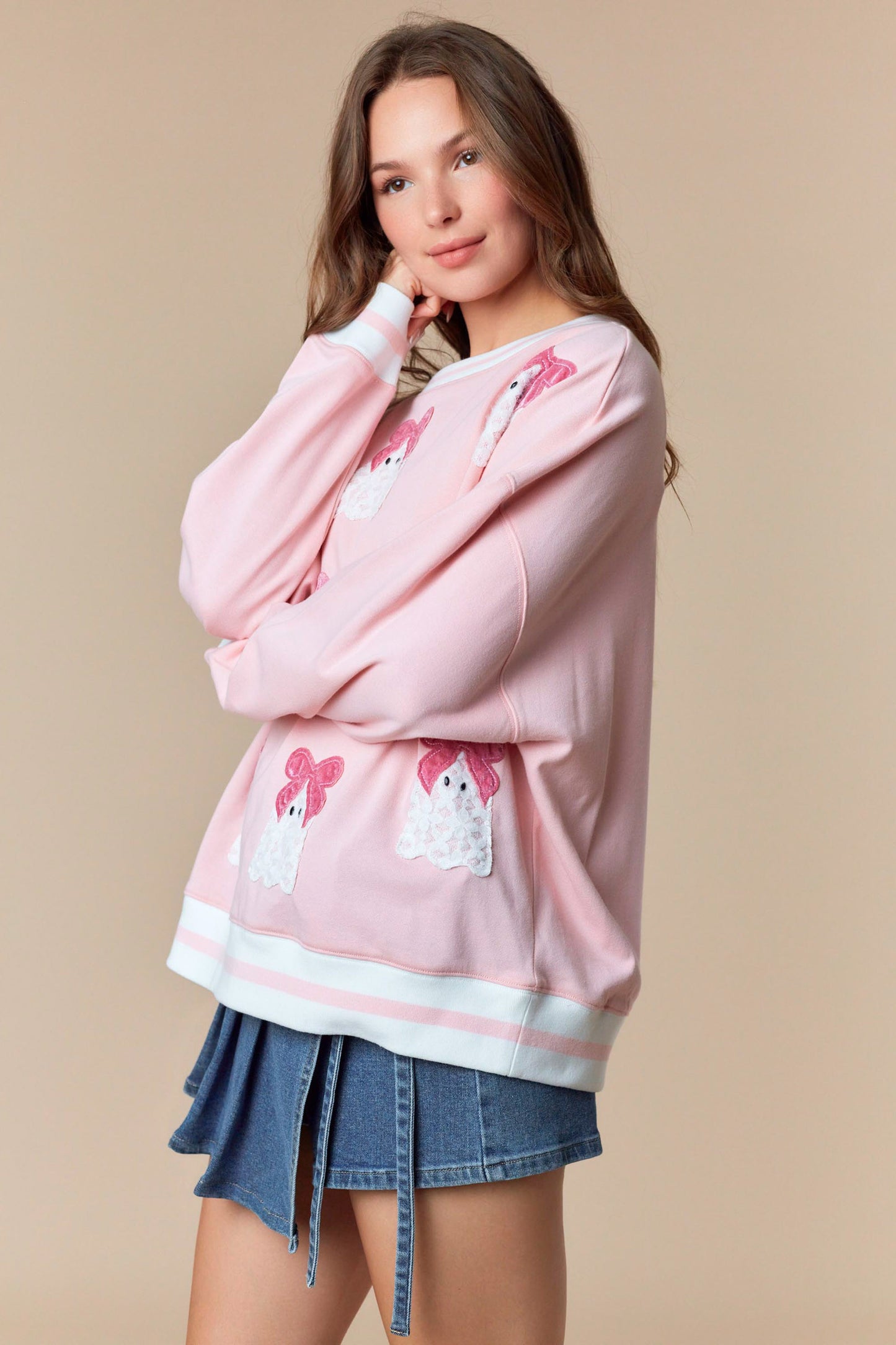 Lace Ghost Velvet Bows Sweatshirt