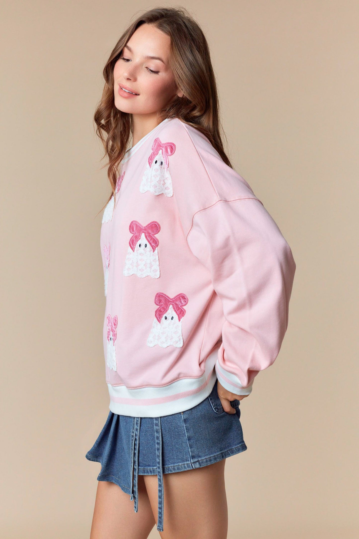 Lace Ghost Velvet Bows Sweatshirt
