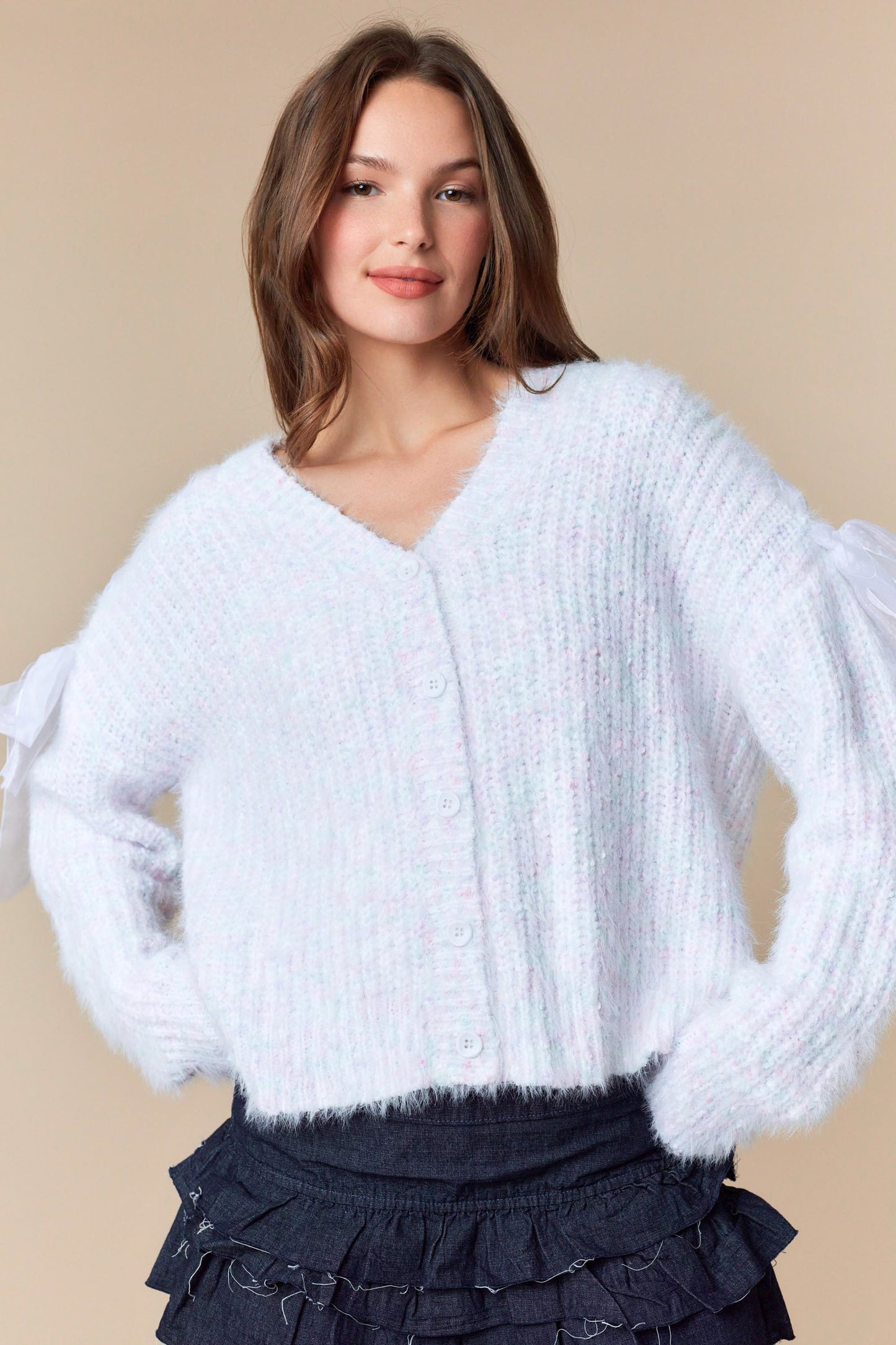 Organza Bow Cardigan
