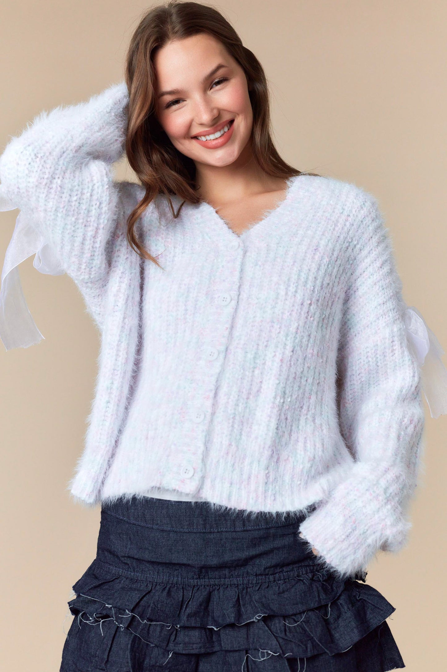 Organza Bow Cardigan