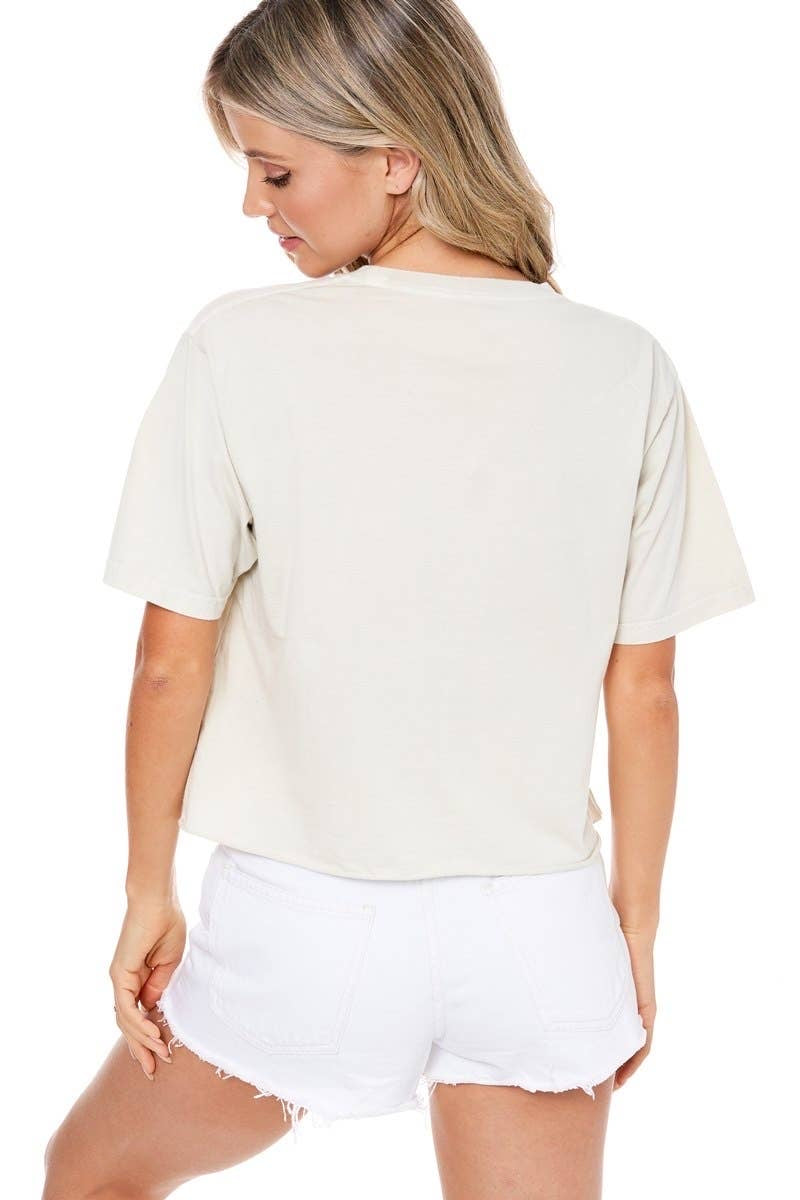 Cherries Graphic Cropped Tee- Bone