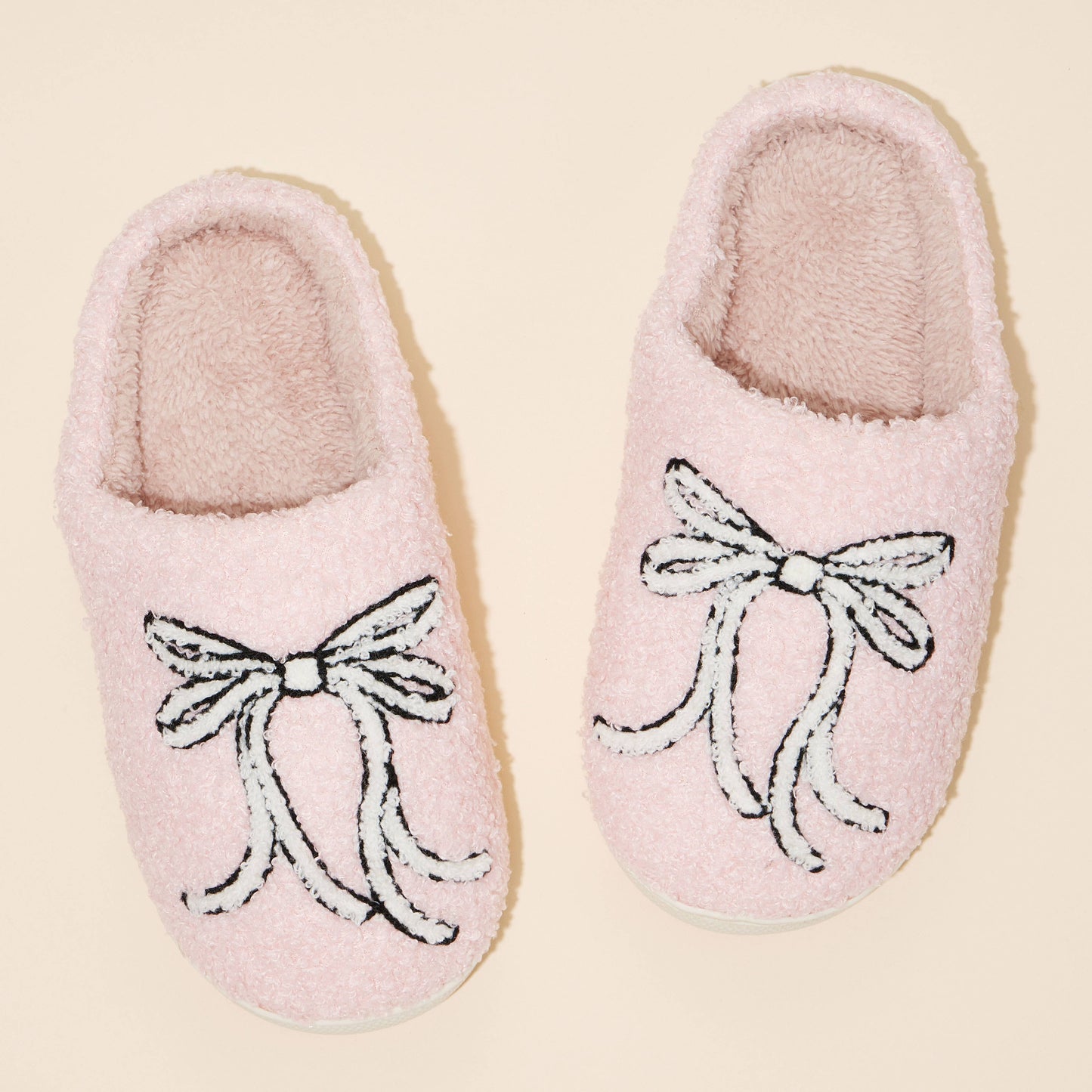 Bow Fuzzy Fleece Soft Slipper