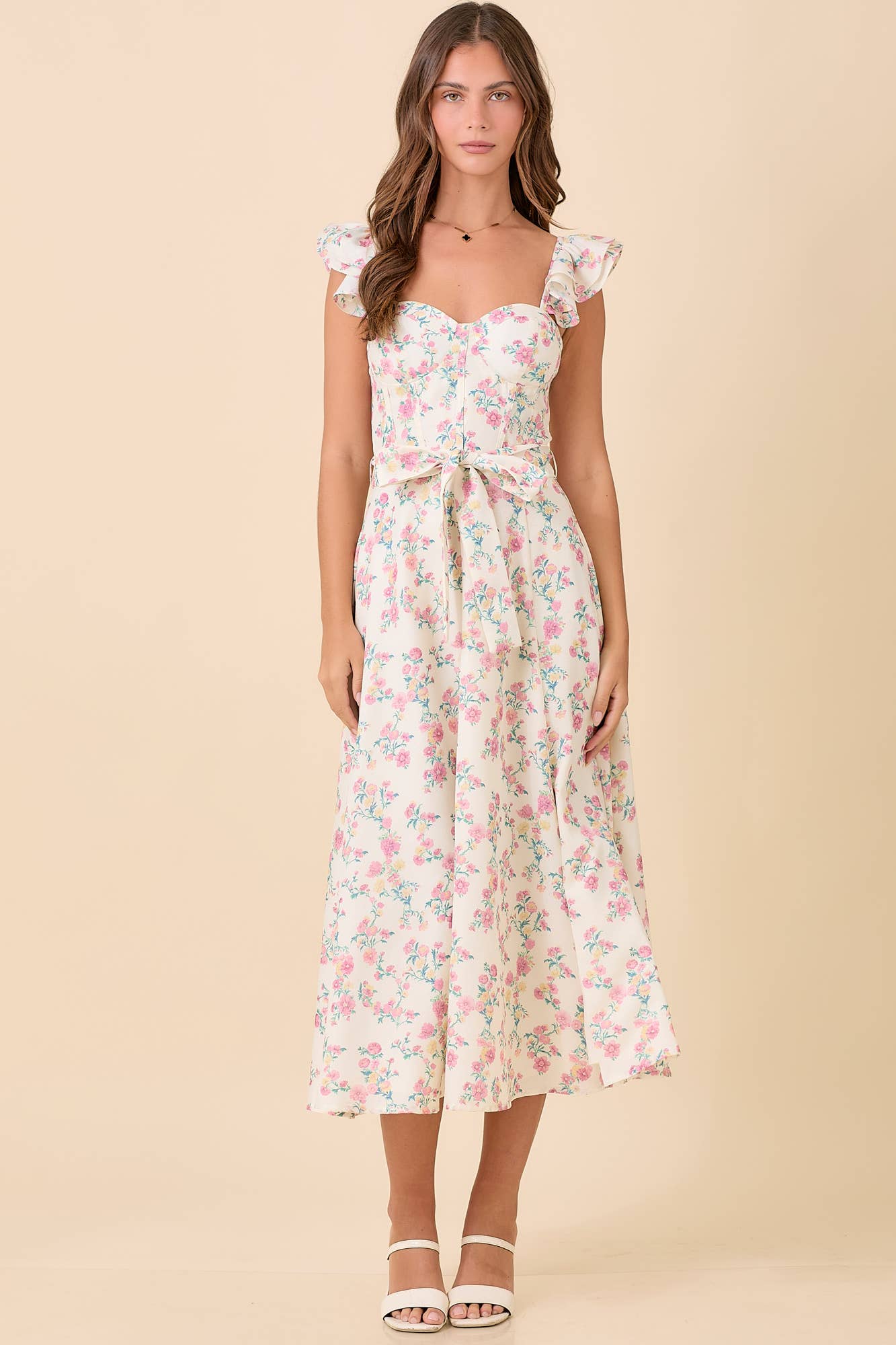 Sara Ruffle Sleeve Midi Dress