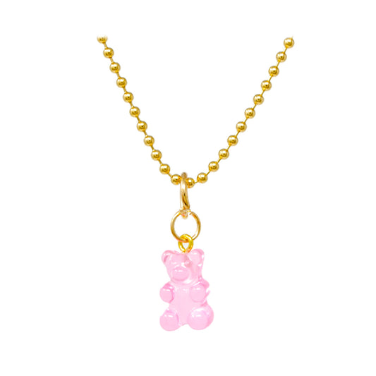 Girls Gummy Bear Necklace- Pink