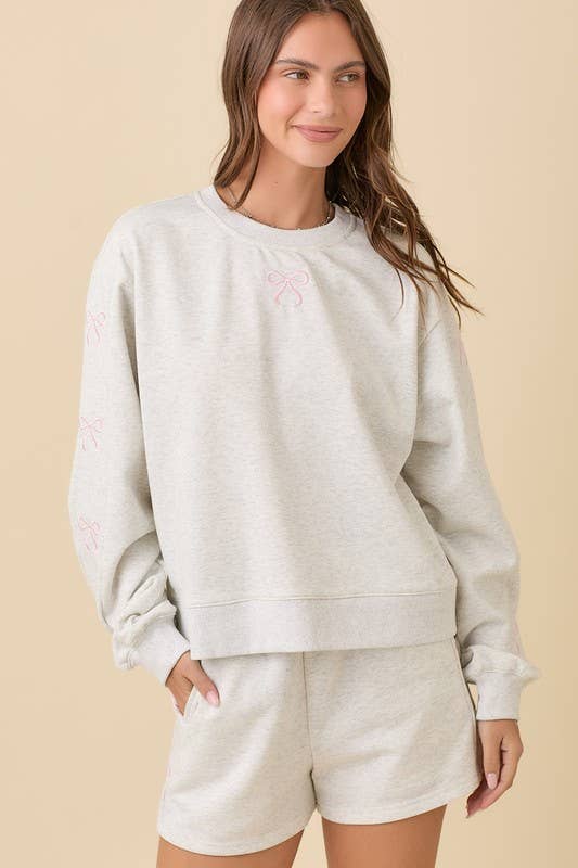 Embroidered Bow Lounge Set