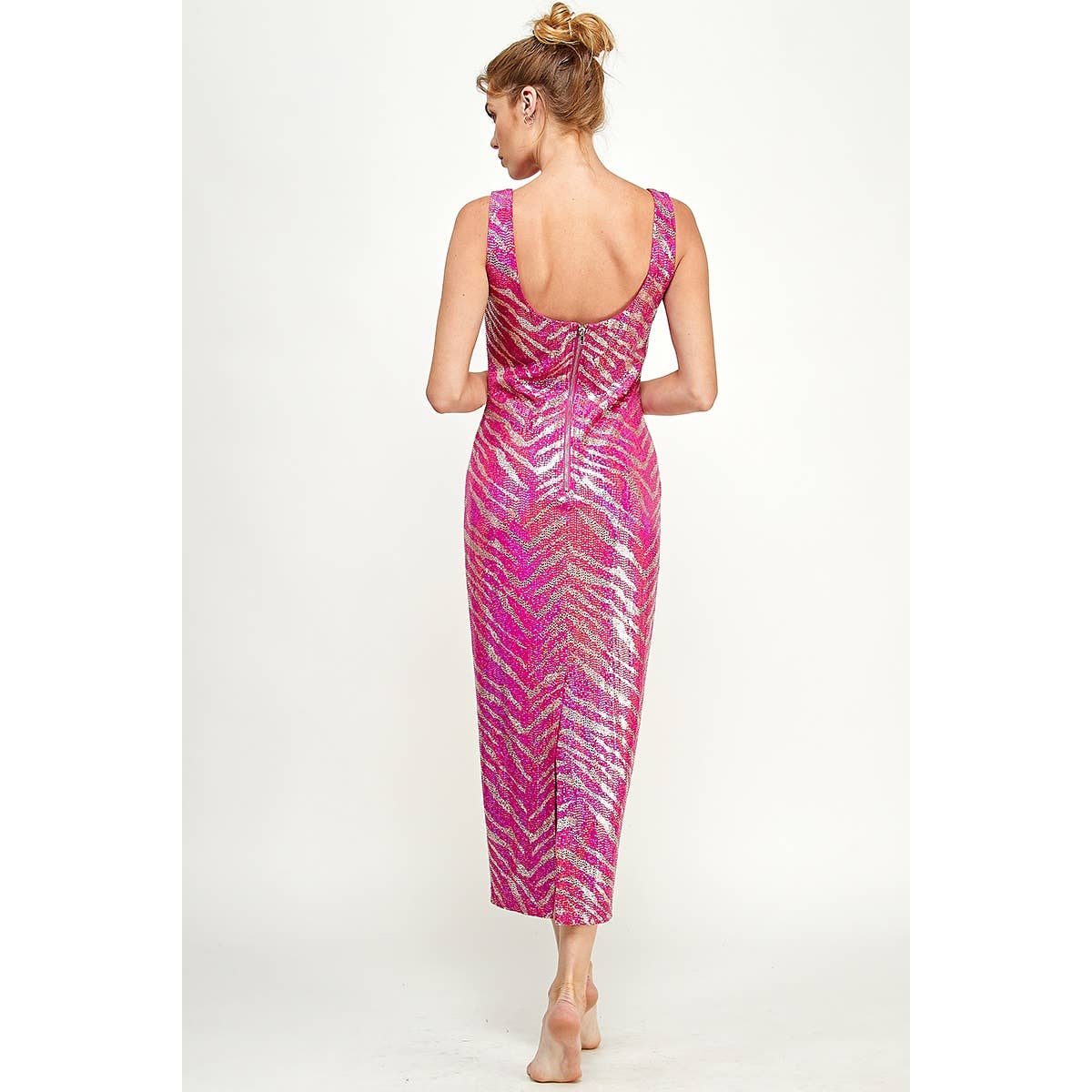 Carmela Zebra Print Metallic Dress