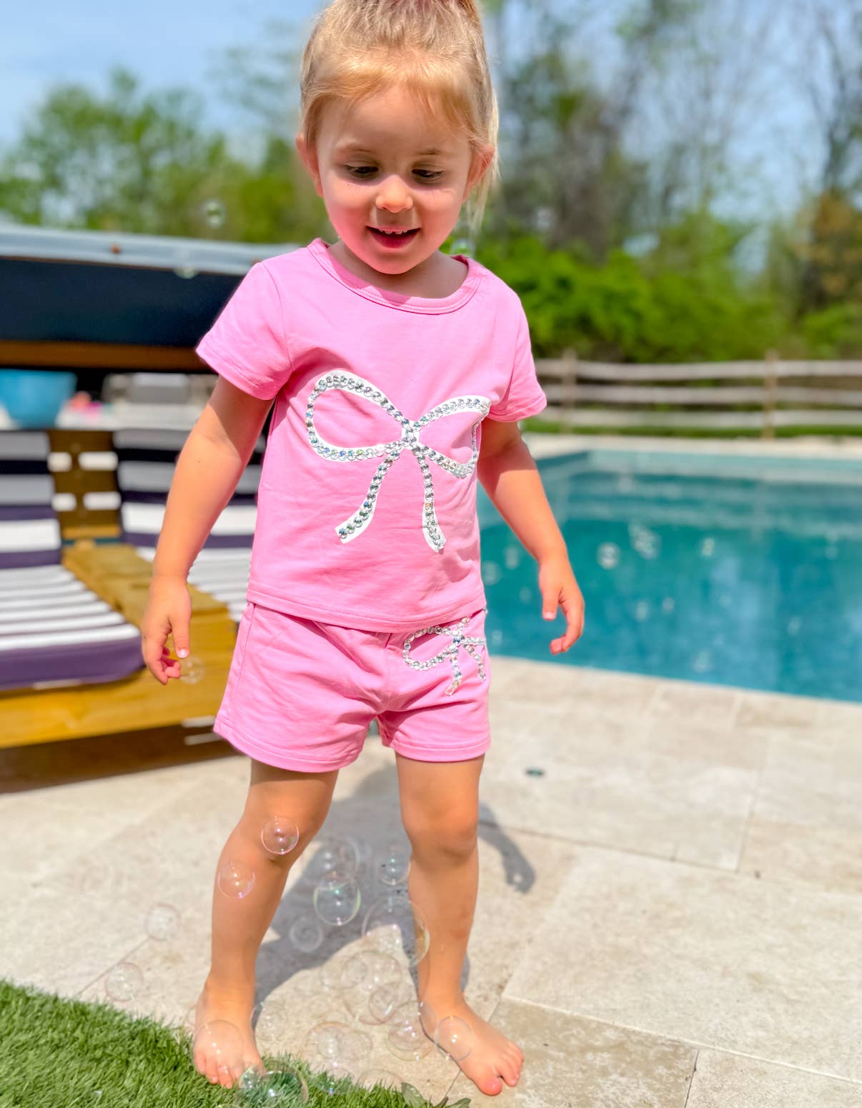 Girls Crystal Bow Set