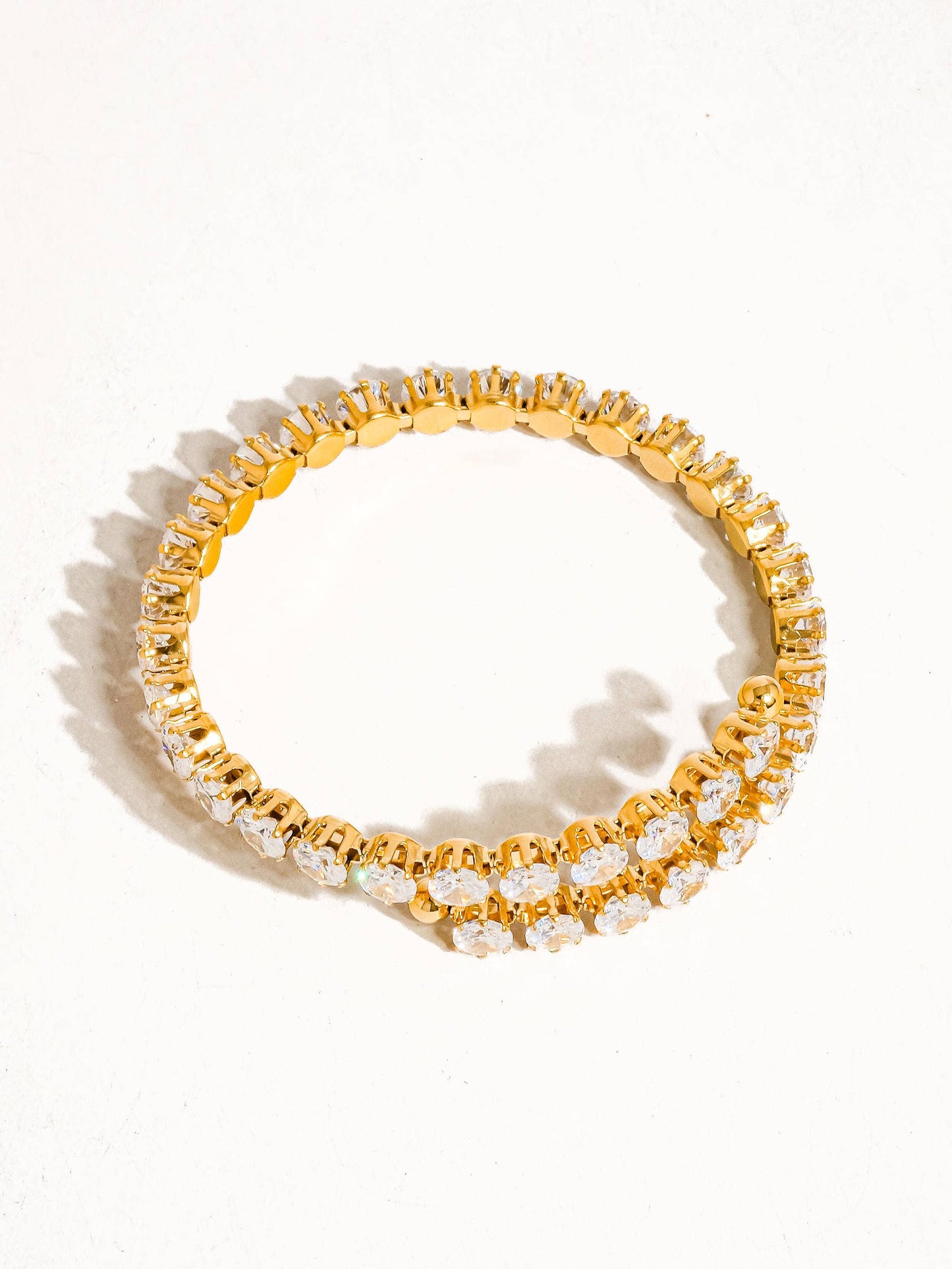 Maëlys 18K Gold Non-Tarnish CZ Glam Bracelet: Yellow Gold