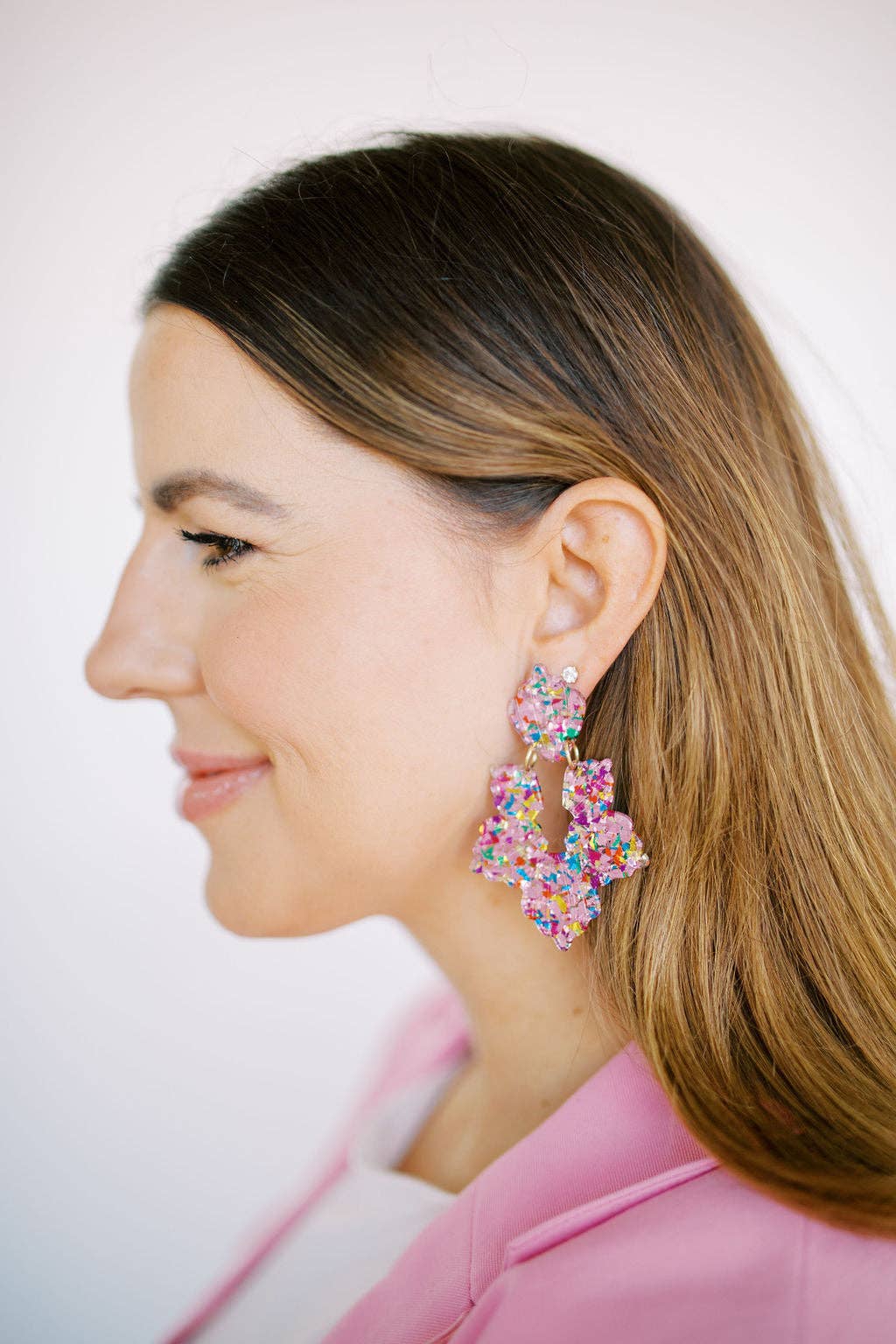 Michelle Earrings- Pink Birthday Confetti