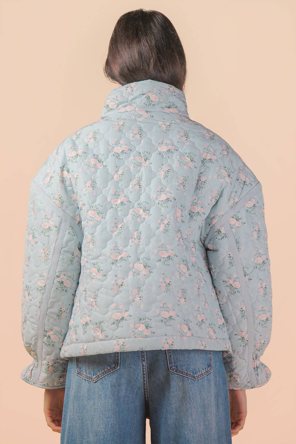 Cecily Oversized Quilted Jacket- Blue
