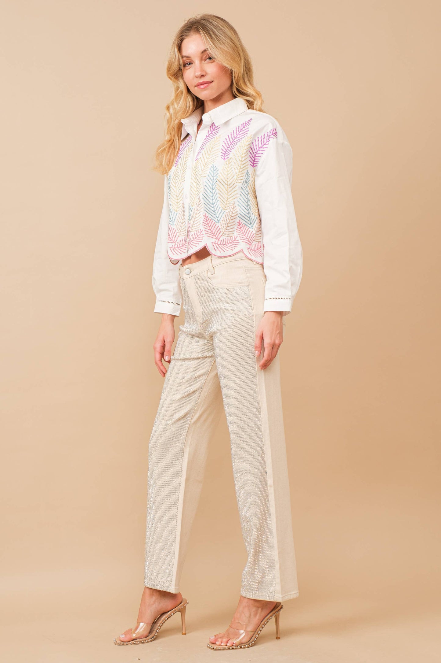 Lucy Ivory Rhinestone Jeans