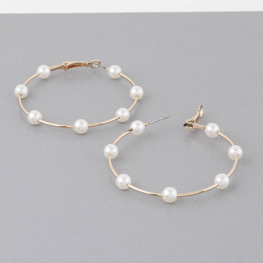 Belsie Pearl Hoop Earrings