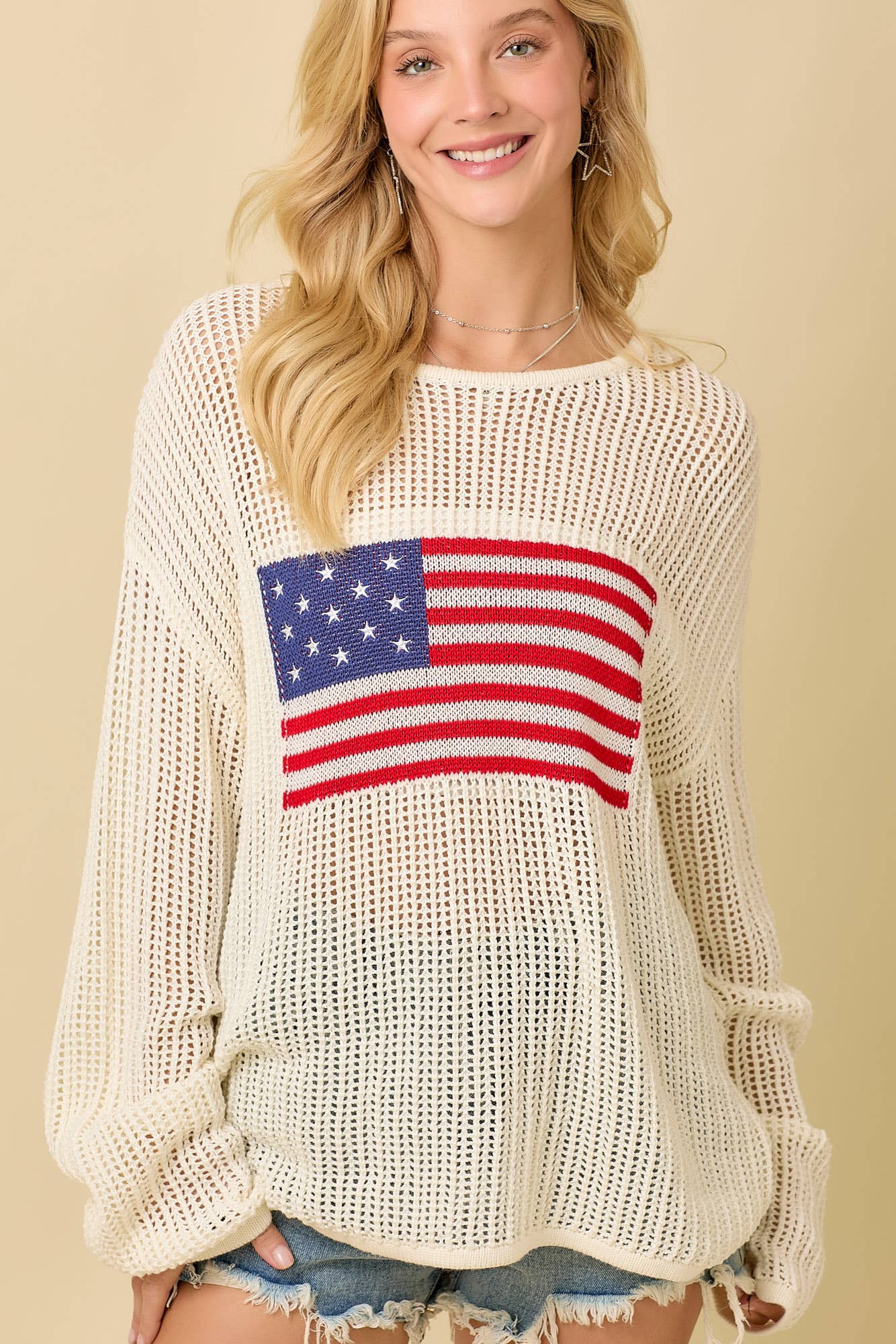 Americana Crochet Knit Top