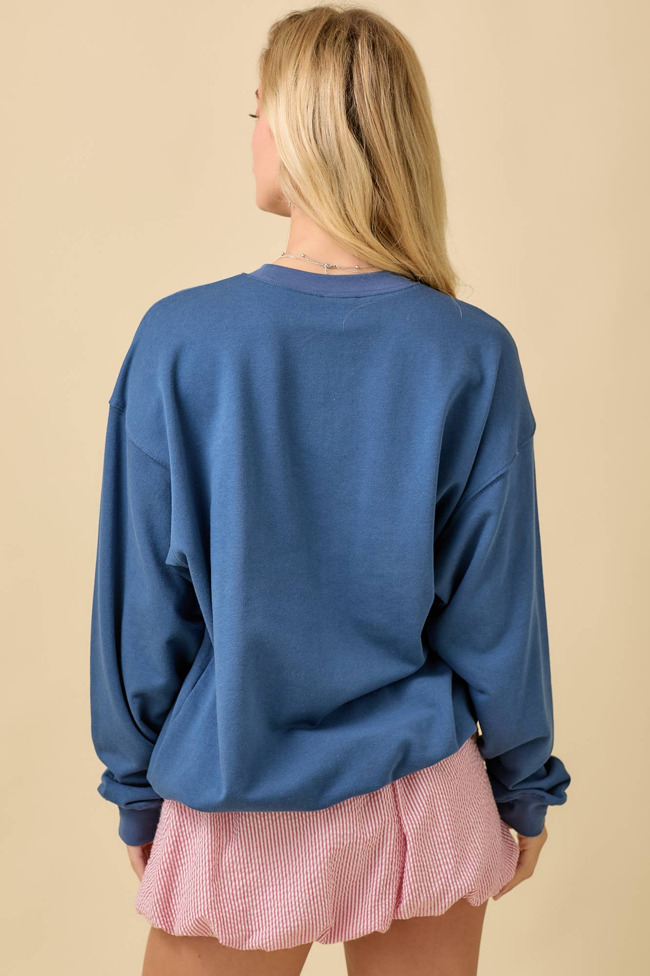 USA Patchwork Oversized Crewneck Lightweight Sweatshirt