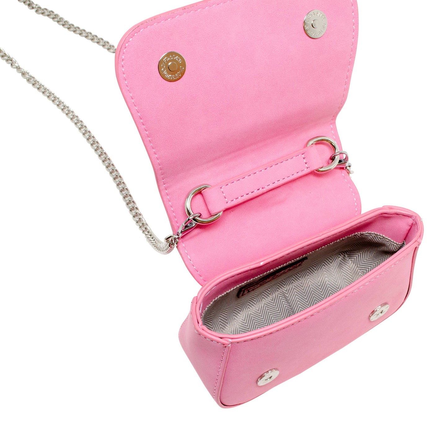 Girls Tiny Metal Pearl Handle Heart Bag: Pink