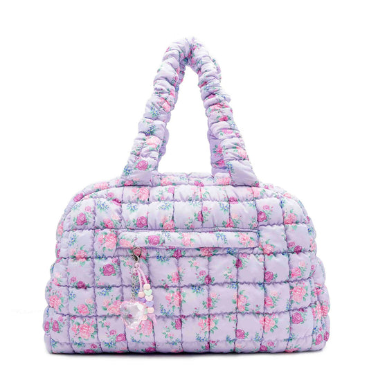 Quilted Scrunchies Floral Medium Duffle Bag: Lavender