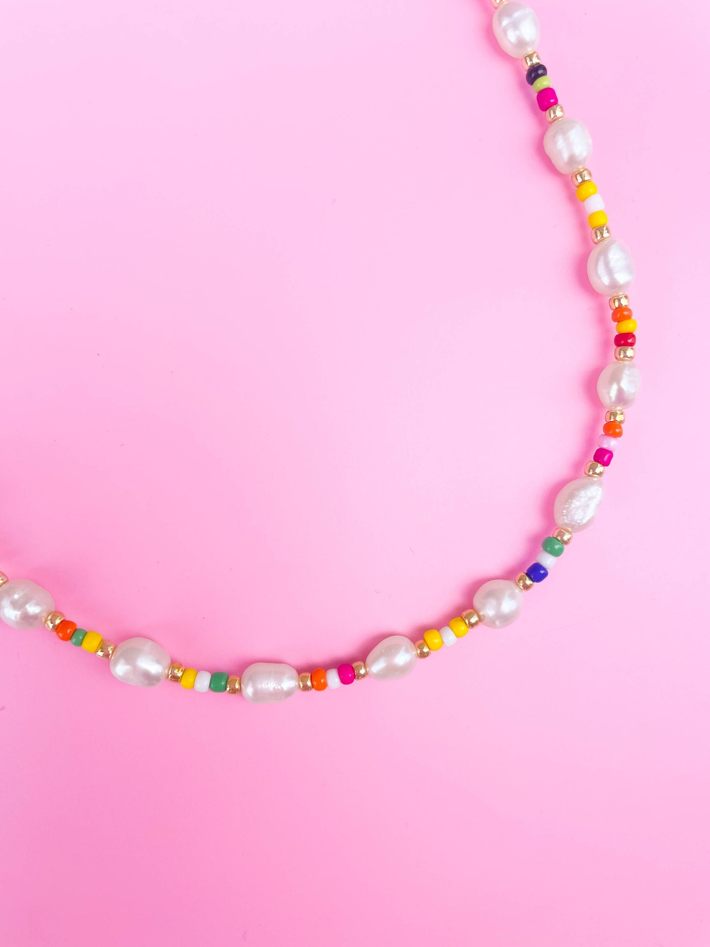 Multi-Pearl Rainbow Bead Necklace