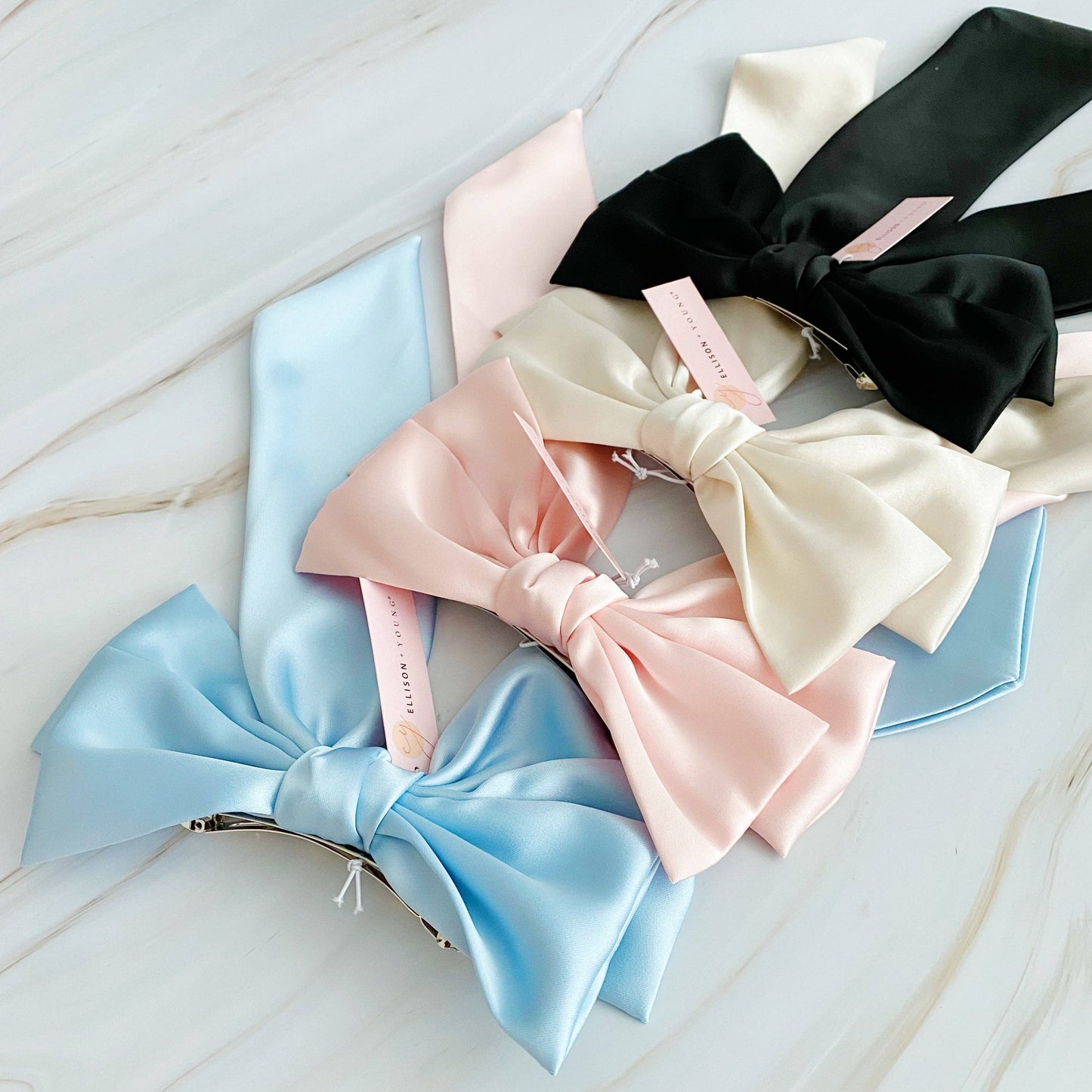 Doubled Satin Bow Hair Clip: Black