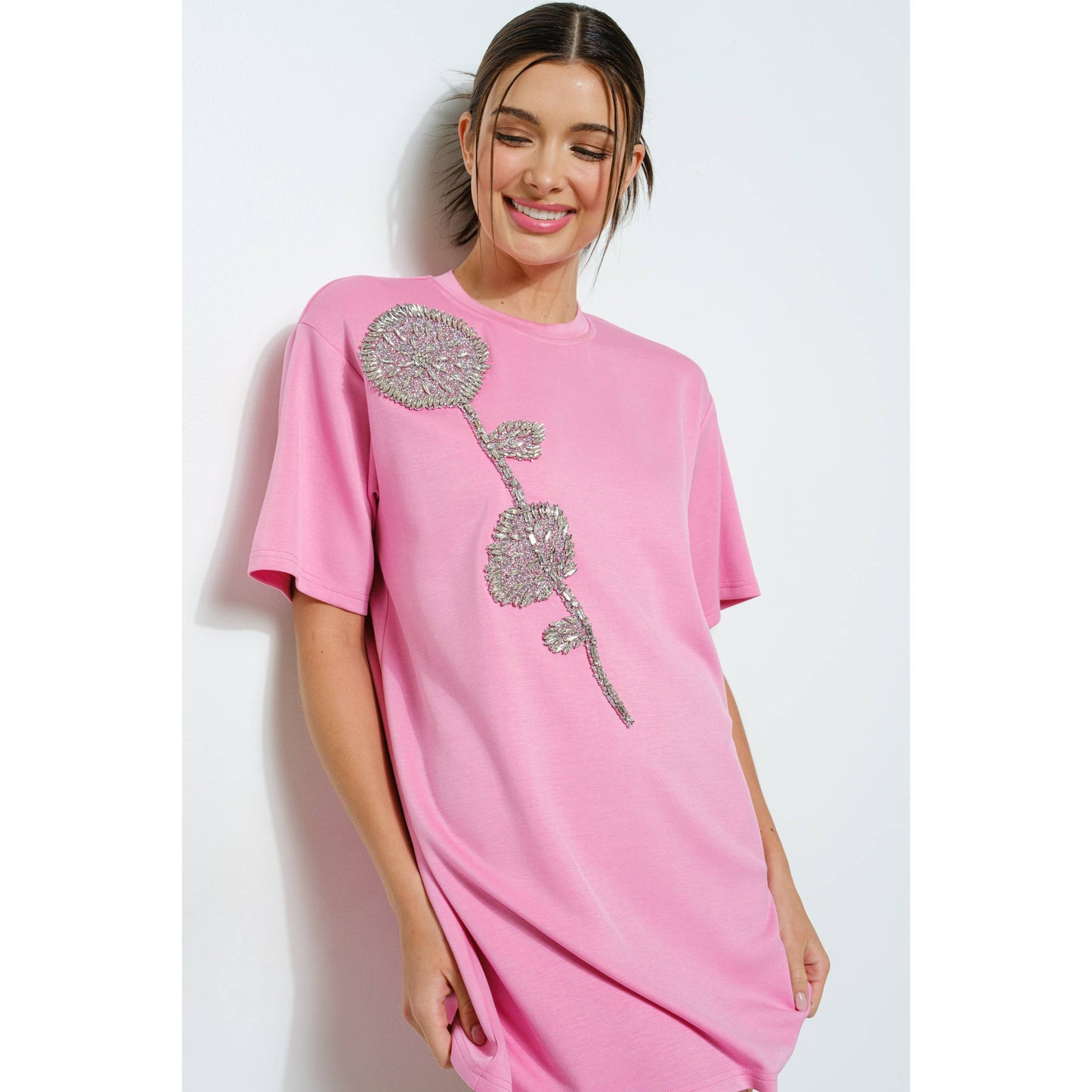 Rowan Crystal Embellished T-Shirt Dress