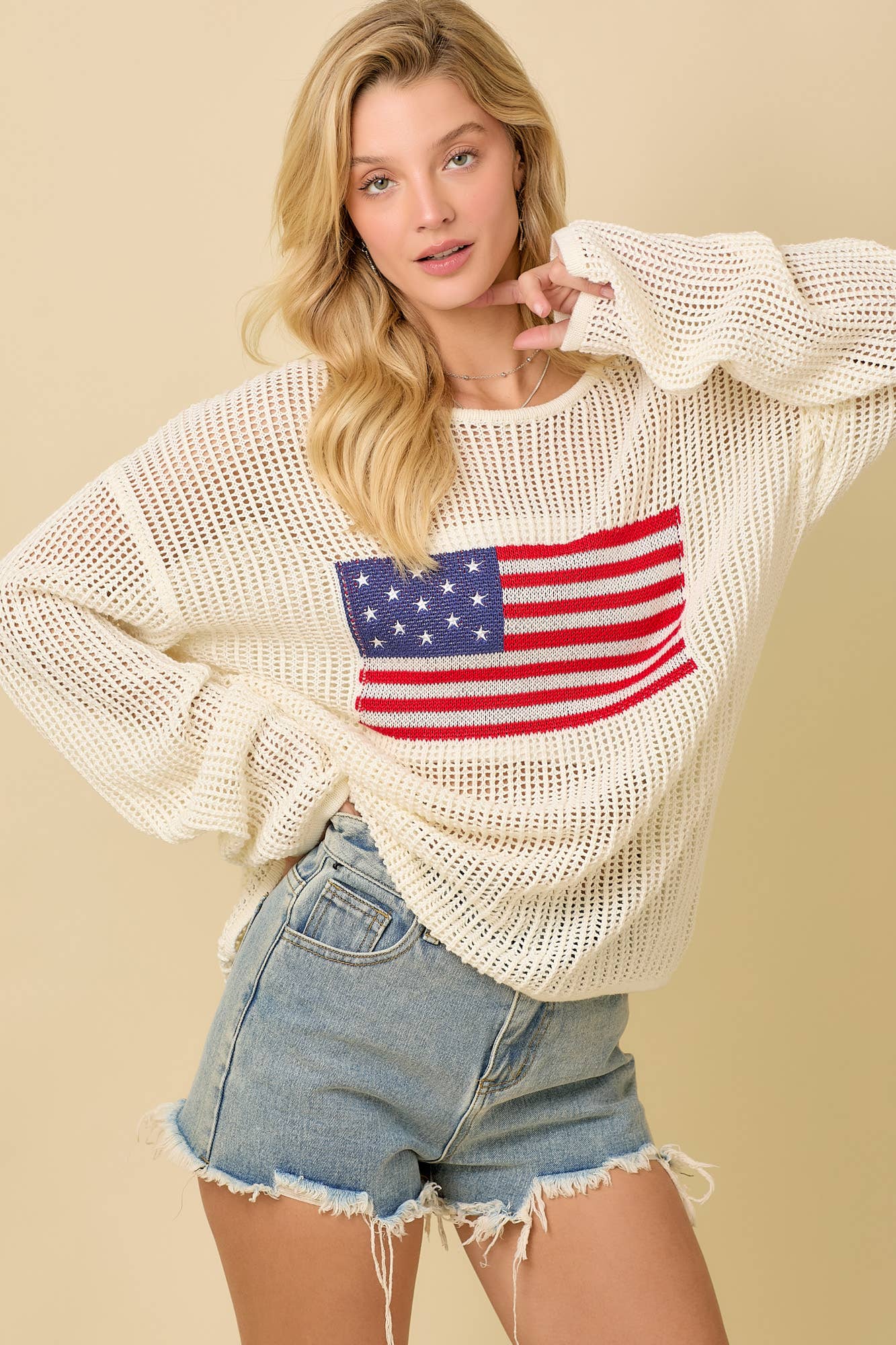 Americana Crochet Knit Top